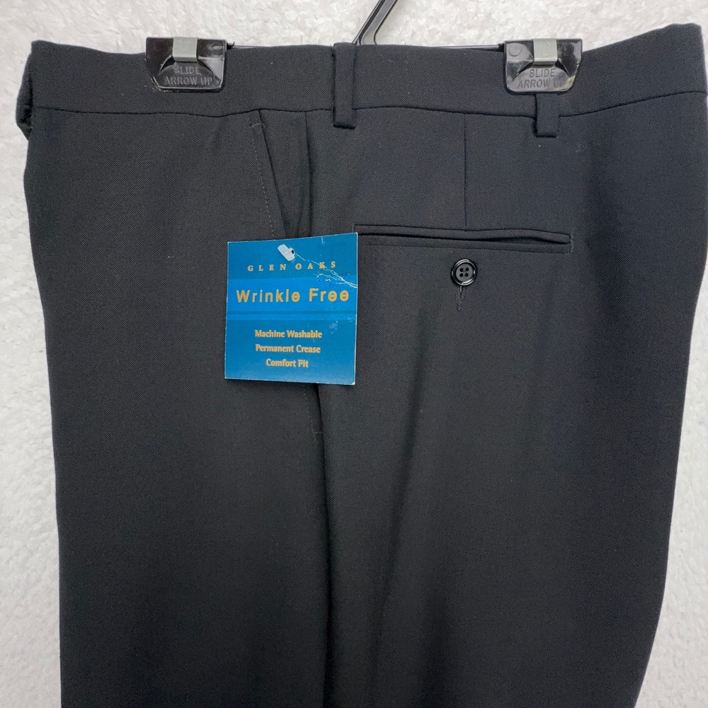 Glen Oaks Men 38x30 Black Wrinkle Free Comfort Fit Dress Pant Trouser Collection